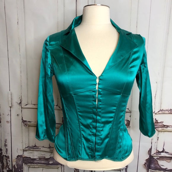 Marciano Tops - MARCIANO turquoise silk corset blouse top xsmall